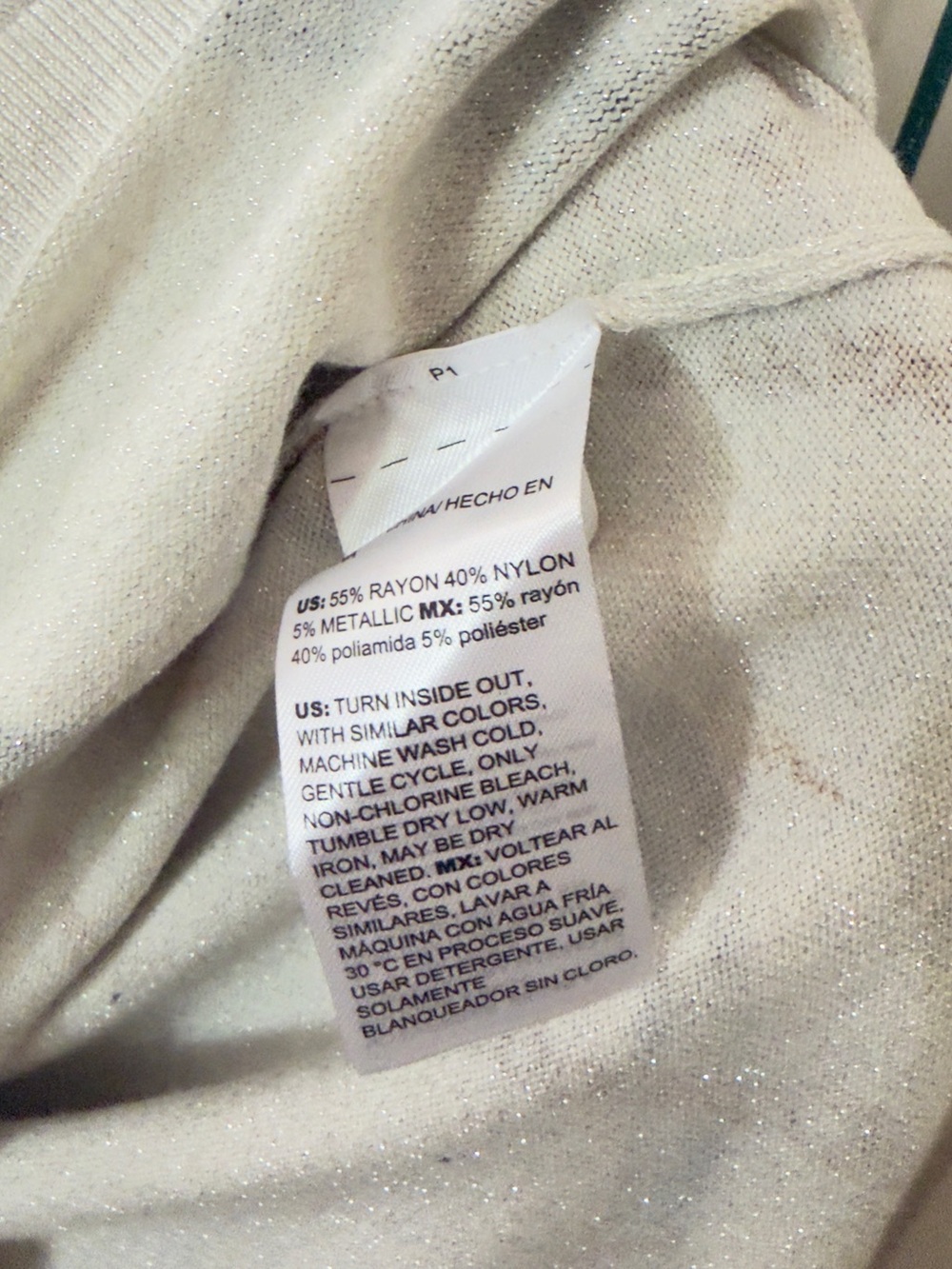 Chico’s Metallic Knit Equestrian Print Sweater Size 0 Cream Gold Gray - Picture 4 of 9
